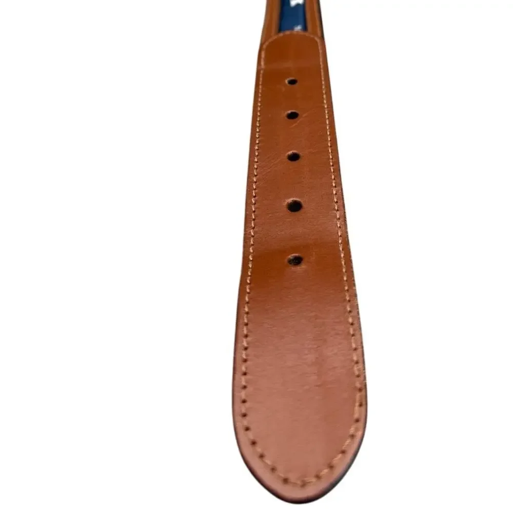 Nautica Brown Leather Blue Flag Logo 1